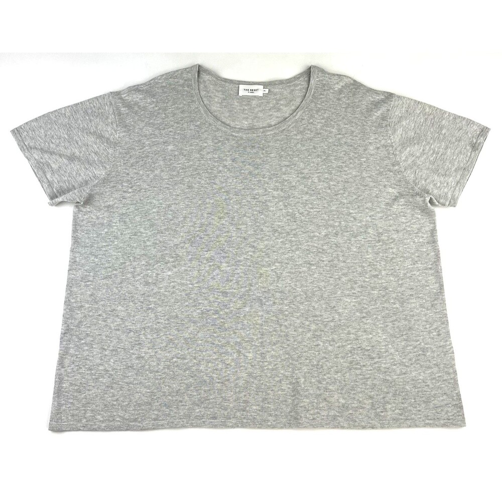 The Reset R Label Everyday Knit Tee Womens Boxy XL Gray Short Sleeve Linen Blend